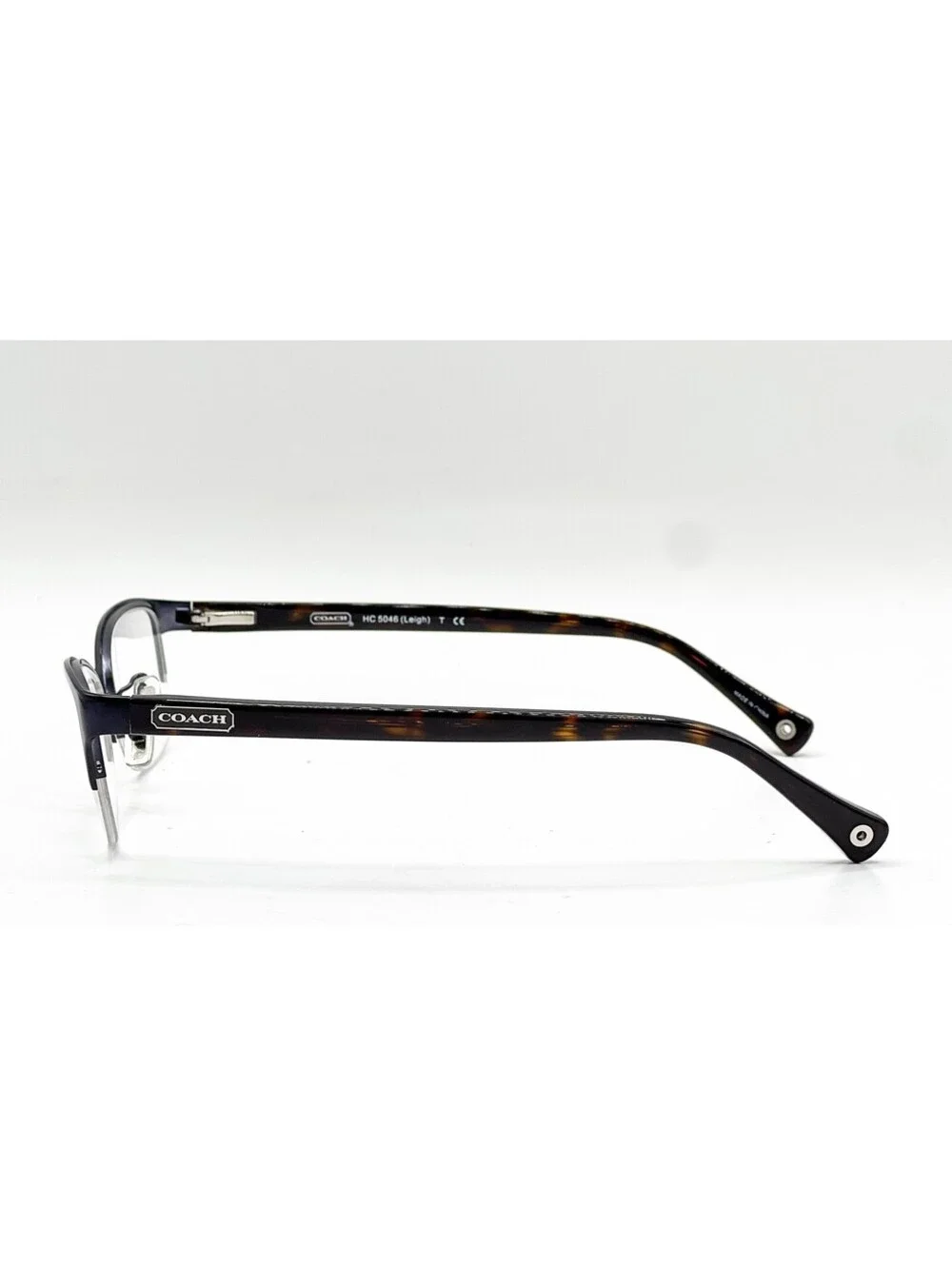 Coach HC 5046 9153 Satin Navy Dark Tortoise Half Rim Eyeglass Frames 50-18-135
